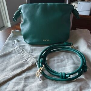 Mini flamenco purse bag in mellow nappa lambskin- emerald green